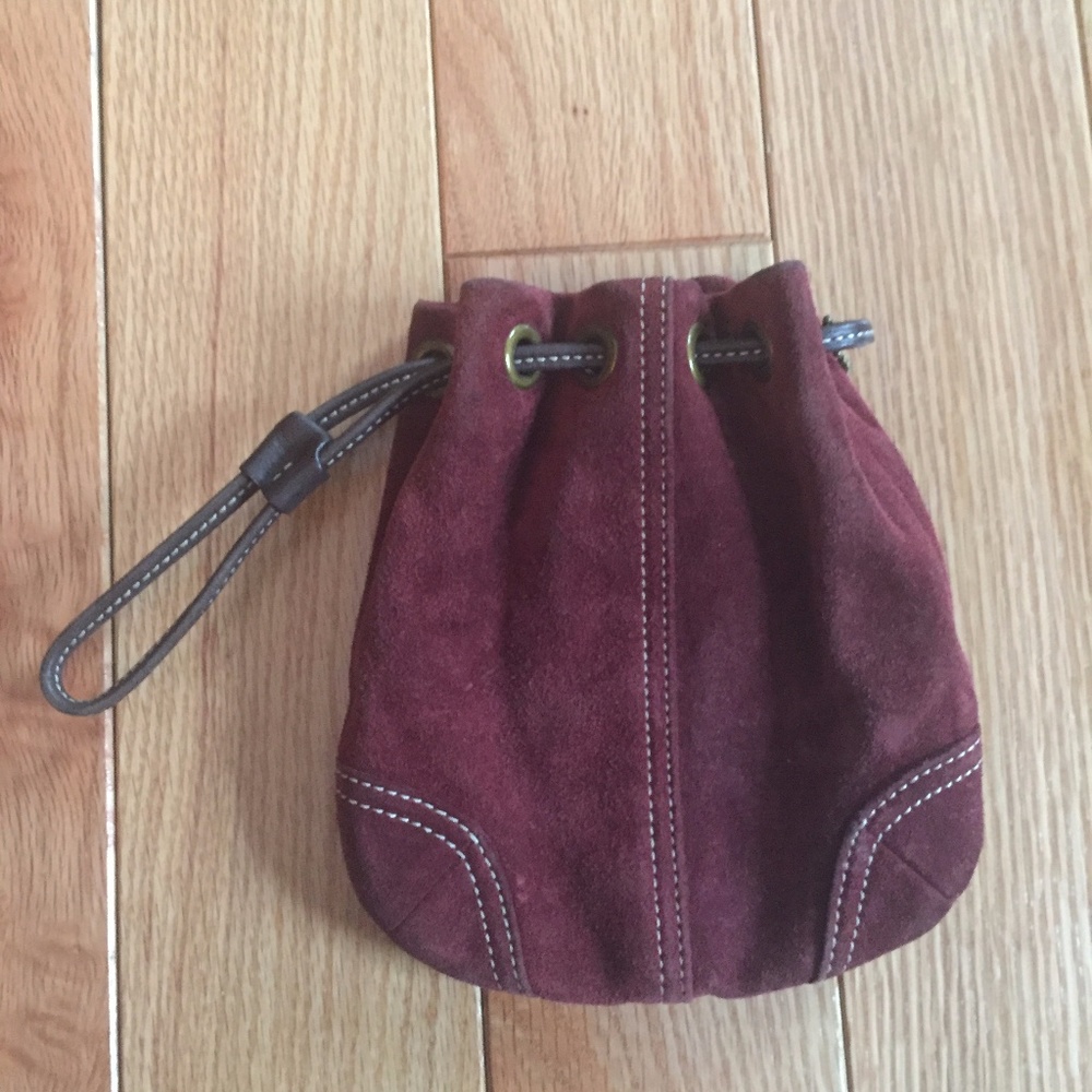 Burgundy Suede COACH Wristlet